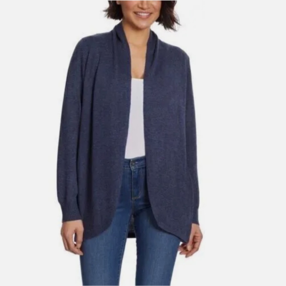 Ella Moss Cozy Open Draped Cardigan Sweater Indigo Blue